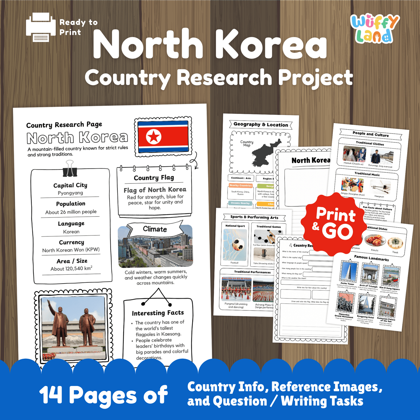 NORTH KOREA Country Research Project | Geography, Culture, Landmarks, Worksheets
