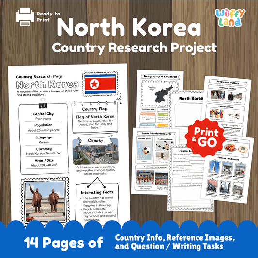 NORTH KOREA Country Research Project | Geography, Culture, Landmarks, Worksheets