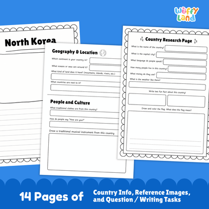 NORTH KOREA Country Research Project | Geography, Culture, Landmarks, Worksheets