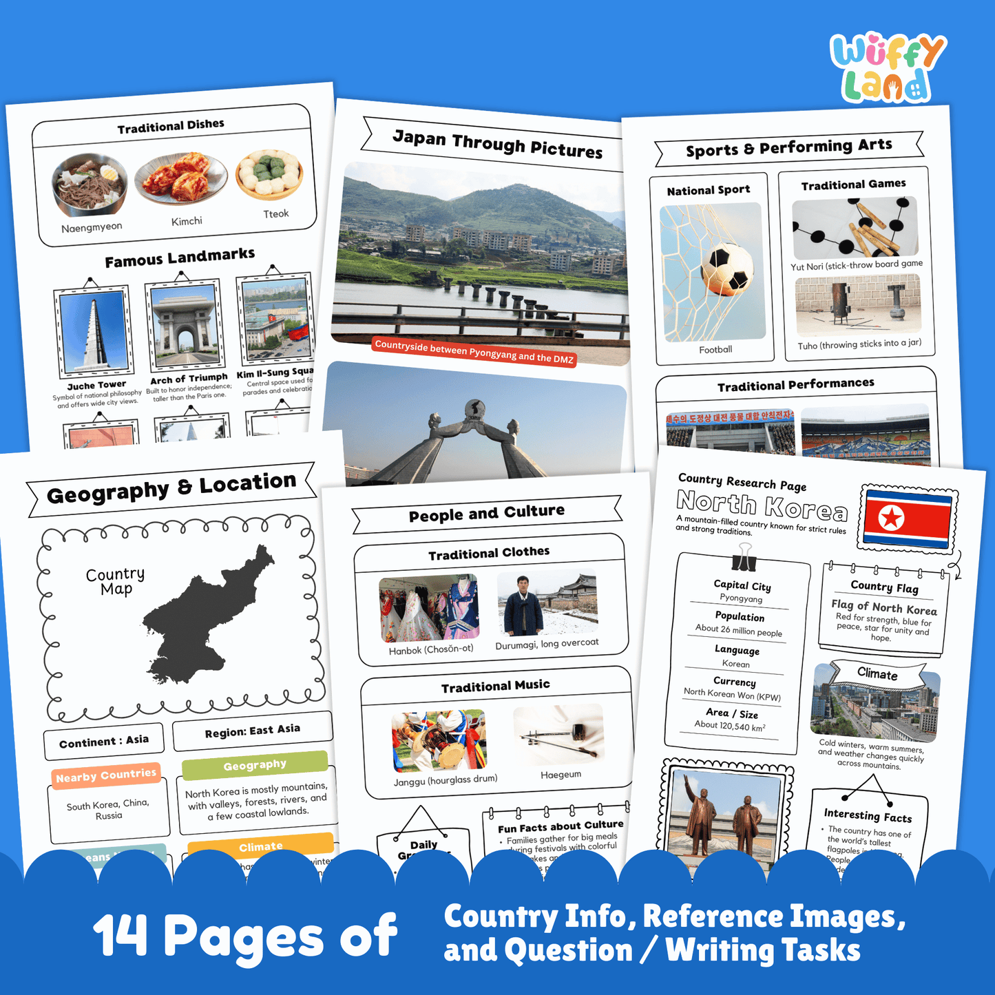 NORTH KOREA Country Research Project | Geography, Culture, Landmarks, Worksheets