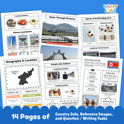 NORTH KOREA Country Research Project | Geography, Culture, Landmarks, Worksheets