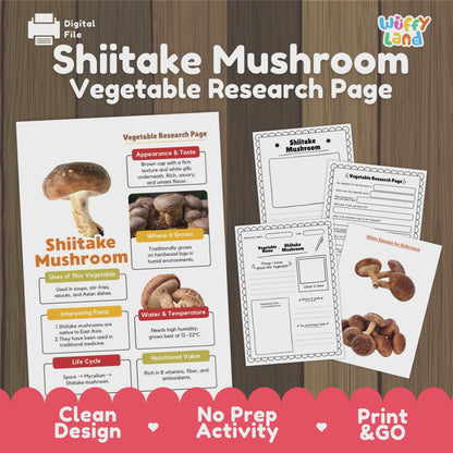 Shiitake Mushroom Vegetable Research Activity Worksheet Healthy Eating Science