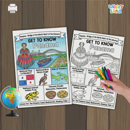 Panama Country Study Geography Coloring Page Worksheet Activity