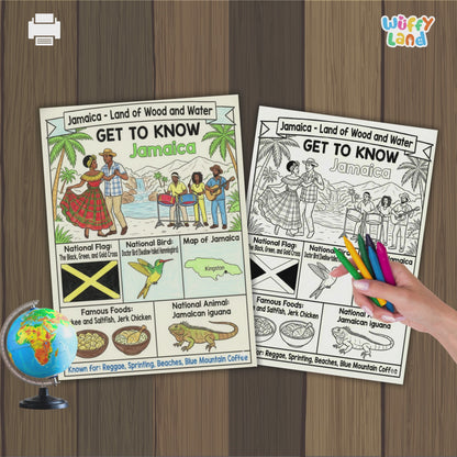 Jamaica Country Study Geography Coloring Page Worksheet Activity | Caribbean