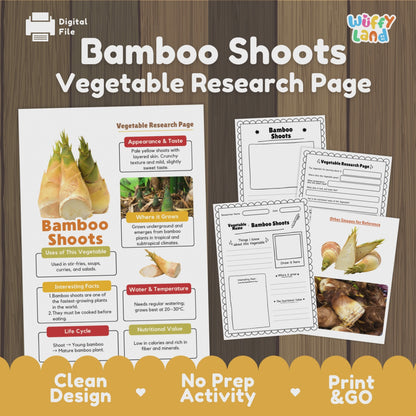 Bamboo Shoots Research Activity Worksheet Science Vegetable Asian Food Plant Cycle