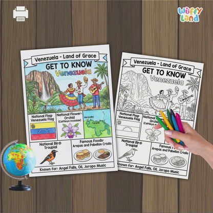 Venezuela Country Study Geography Coloring Page Worksheet Activity