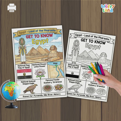 Egypt Country Study Geography Coloring Page Worksheet Activity | Africa