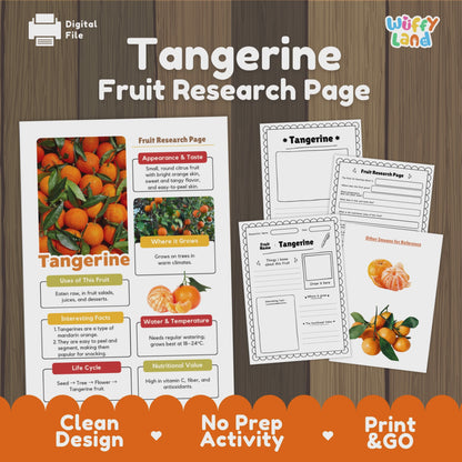 Tangerine Fruit Research Activity Worksheet Science Healthy Eating Citrus