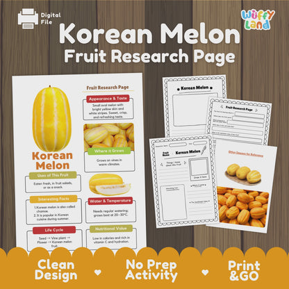 Korean Melon Chamoe Fruit Research Project Science Worksheet Fact Sheet Activity