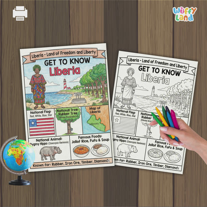 Liberia Country Study Geography Coloring Page Worksheet Activity | Africa