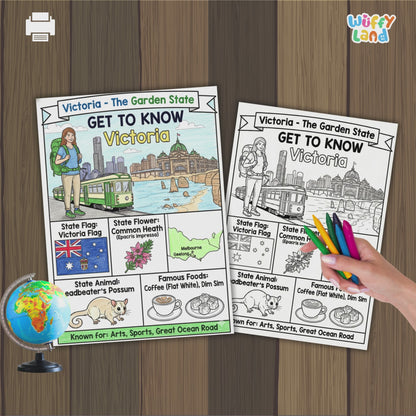 Victoria State Study Geography Coloring Page Worksheet Activity | Australia