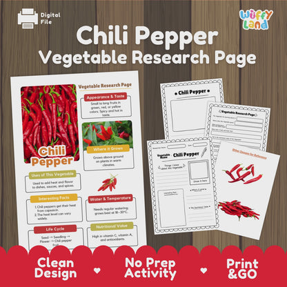 Chili Pepper Research Activity Worksheet Science Vegetable Gardening Spicy Food