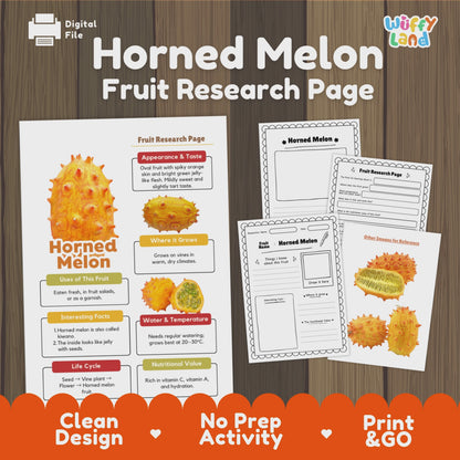 Horned Melon Kiwano Fruit Research Project Science Worksheet Fact Sheet Activity