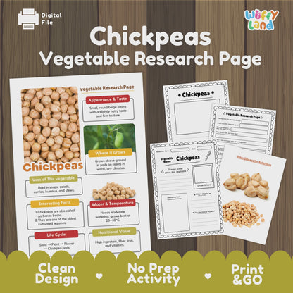Chickpeas Vegetable Research Activity Worksheet Healthy Eating Science Legumes