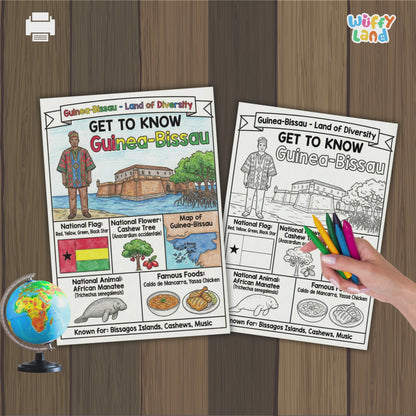 Guinea-Bissau Country Study Geography Coloring Page Africa Activity Worksheet