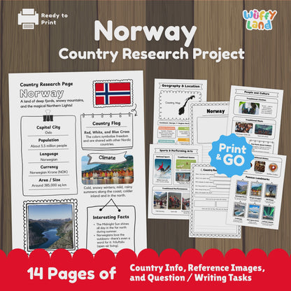 Norway Country Study | Geography Research Project & Printable Worksheets