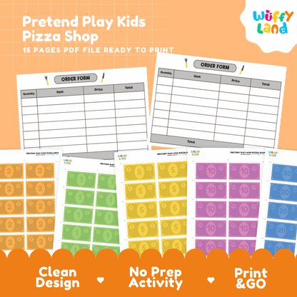 Pretend Play Kids Pizza Shop Dramatic Play Center Printable Activity