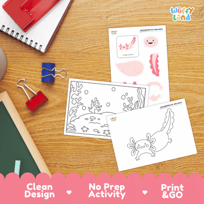 Salamander Cut and Paste Craft and Coloring Activity Worksheets