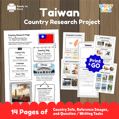 TAIWAN Country Research Project | Geography, Culture, Landmarks, Worksheets