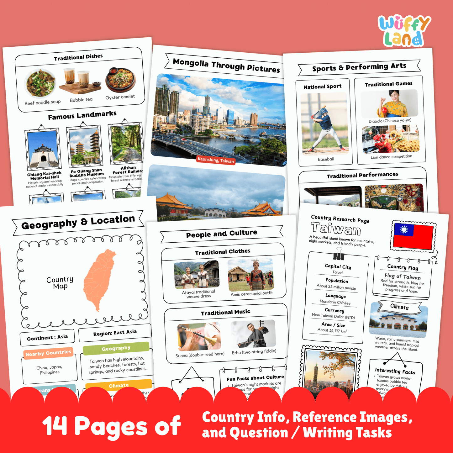 TAIWAN Country Research Project | Geography, Culture, Landmarks, Worksheets